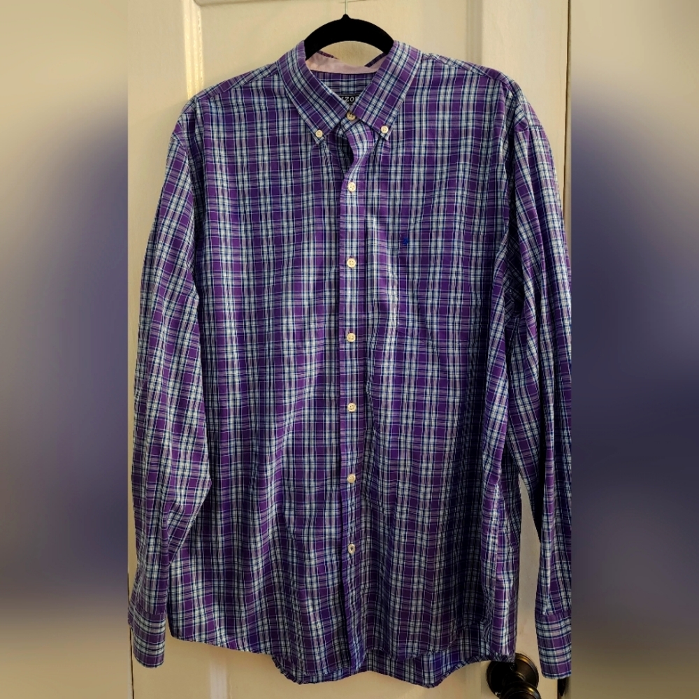 Izod purple and blue buttown down, large
